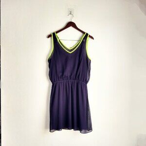 Express large purple + neon sleeveless dress